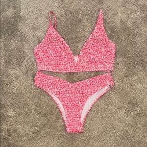 Pink Patterned Bikini Set